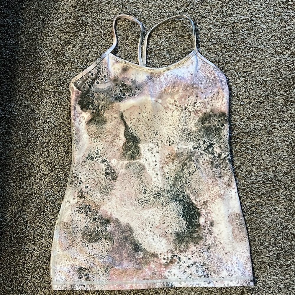 Lululemon Power Y Tank *Luon in Sugar Crush Multi with Built in Bra Size 8